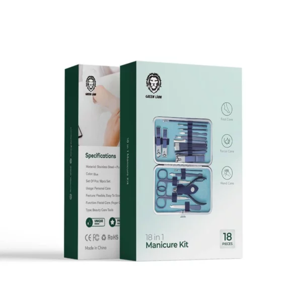 Green Lion Manicure and Pedicure Set 18-Piece Collection Model GNMTRVL18 (1)