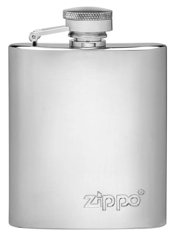 ست فندک و فلاسک زیپو مدل Brushed Chrome کد 49358